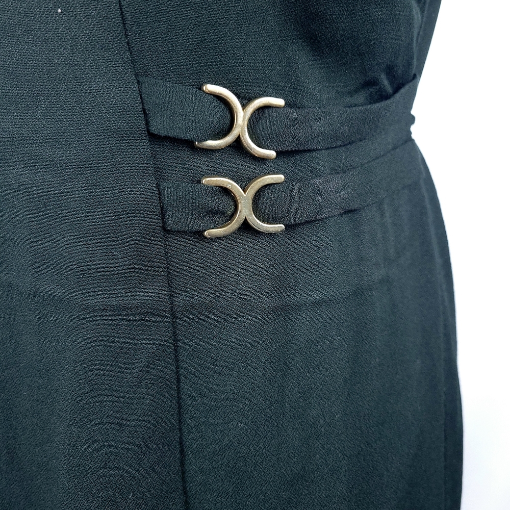 1990s Vintage Little Black Dress with Gold Details Size 12 Mini Dress - Picture 3 of 4